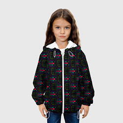 Куртка с капюшоном детская Яркие полосы на черном, цвет: 3D-белый — фото 2