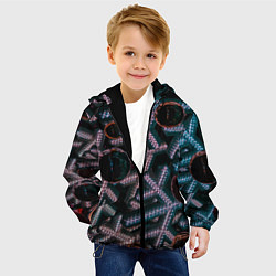 Куртка с капюшоном детская Абстрактные металлические фигуры - Сиреневый, цвет: 3D-черный — фото 2
