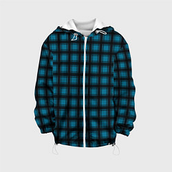 Куртка с капюшоном детская Black and blue plaid, цвет: 3D-белый