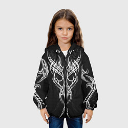 Куртка с капюшоном детская Титуировки на карбоне, цвет: 3D-черный — фото 2