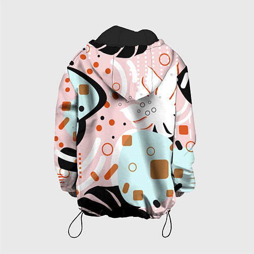 Детская куртка Абстрактные фигуры с пальмовыми листами на розовом / 3D-Черный – фото 2