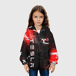 Куртка с капюшоном детская TESLA MOTORS - КРАСНЫЙ ГЛИТЧ, цвет: 3D-черный — фото 2