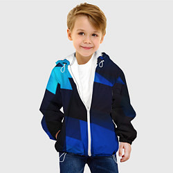 Куртка с капюшоном детская Абстрактные геометрические объёмные фигуры - Синий, цвет: 3D-белый — фото 2