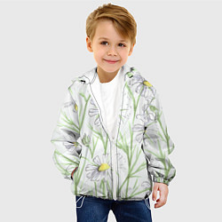 Куртка с капюшоном детская Скетч Ромашки, цвет: 3D-белый — фото 2