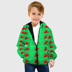 Куртка с капюшоном детская Blooming red poppies, цвет: 3D-черный — фото 2
