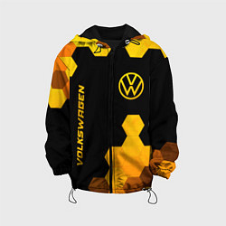 Куртка с капюшоном детская Volkswagen - gold gradient: символ и надпись верти, цвет: 3D-черный