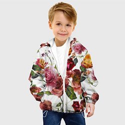 Куртка с капюшоном детская Цветы Нарисованные Красные и Розовые Розы, цвет: 3D-белый — фото 2