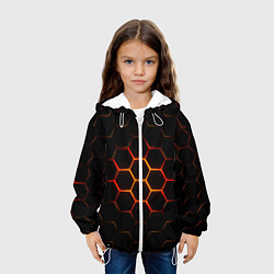 Куртка с капюшоном детская Раскалённые соты - текстура, цвет: 3D-белый — фото 2