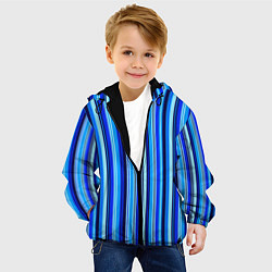 Куртка с капюшоном детская Сине голубые полосы, цвет: 3D-черный — фото 2