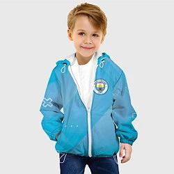 Куртка с капюшоном детская Manchester city Голубая абстракция, цвет: 3D-белый — фото 2