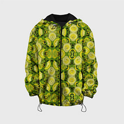 Куртка с капюшоном детская Зеленые узоры: волны абстракции, цвет: 3D-черный