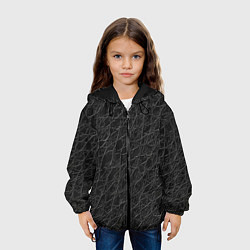 Куртка с капюшоном детская Имитация кожи - паттерн, цвет: 3D-черный — фото 2