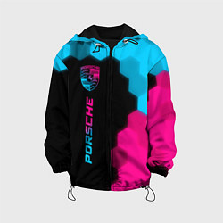 Куртка с капюшоном детская Porsche - neon gradient: по-вертикали, цвет: 3D-черный