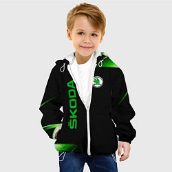 Куртка с капюшоном детская Skoda Sport Абстракция, цвет: 3D-белый — фото 2