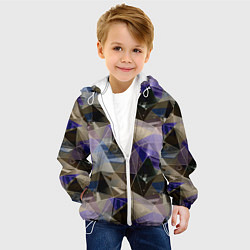 Куртка с капюшоном детская Полигональный абстрактный: бежевый, коричневый, си, цвет: 3D-белый — фото 2