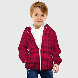 Куртка с капюшоном детская Черно-красная мелкая клетка, цвет: 3D-белый — фото 2