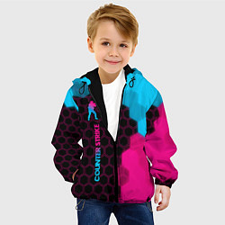 Куртка с капюшоном детская Counter Strike - neon gradient: по-вертикали, цвет: 3D-черный — фото 2