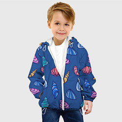 Куртка с капюшоном детская Паттерн из морских раковин, цвет: 3D-белый — фото 2