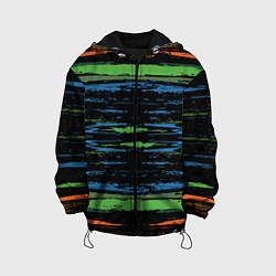 Куртка с капюшоном детская Мазки цветной краской paint strokes abstract, цвет: 3D-черный