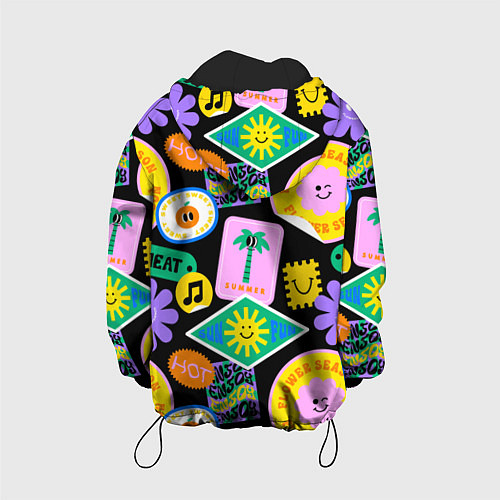 Детская куртка Летние наклейки pop-art паттерн / 3D-Черный – фото 2