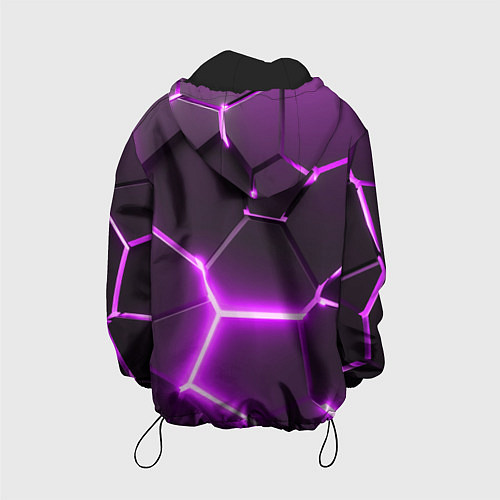 Детская куртка Фиолетовые неоновые геометрические плиты / 3D-Черный – фото 2