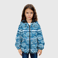 Куртка с капюшоном детская Паттерн из створок ракушки - океан, цвет: 3D-черный — фото 2