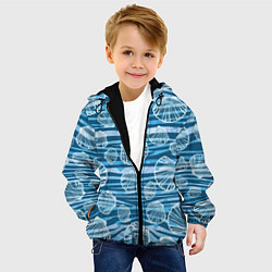 Куртка с капюшоном детская Паттерн из створок ракушки - океан, цвет: 3D-черный — фото 2