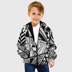 Куртка с капюшоном детская Черно белый узор, цвет: 3D-черный — фото 2