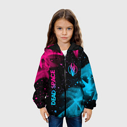 Куртка с капюшоном детская Dead Space - neon gradient: символ и надпись верти, цвет: 3D-черный — фото 2