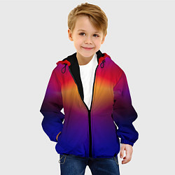 Куртка с капюшоном детская Красно-синий градиентный узор, цвет: 3D-черный — фото 2