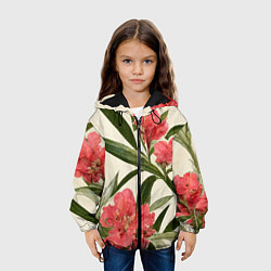 Куртка с капюшоном детская Олеандр Элегантные цветы, цвет: 3D-черный — фото 2