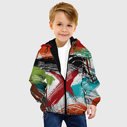Куртка с капюшоном детская Мазки кистью по холсту цветной краской abstraction, цвет: 3D-черный — фото 2
