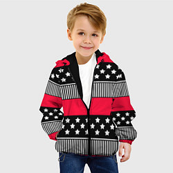 Куртка с капюшоном детская Red and black pattern with stripes and stars, цвет: 3D-черный — фото 2