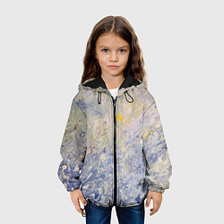 Куртка с капюшоном детская Абстрактное множество мазков серой краски, цвет: 3D-черный — фото 2