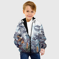 Куртка с капюшоном детская Пышный тропический лес, цвет: 3D-черный — фото 2