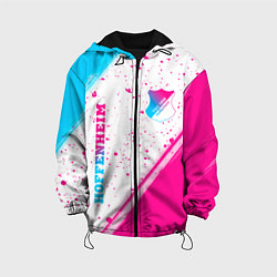 Куртка с капюшоном детская Hoffenheim neon gradient style: надпись, символ, цвет: 3D-черный