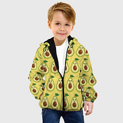 Куртка с капюшоном детская Авокадо Паттерн - Желтая версия, цвет: 3D-черный — фото 2
