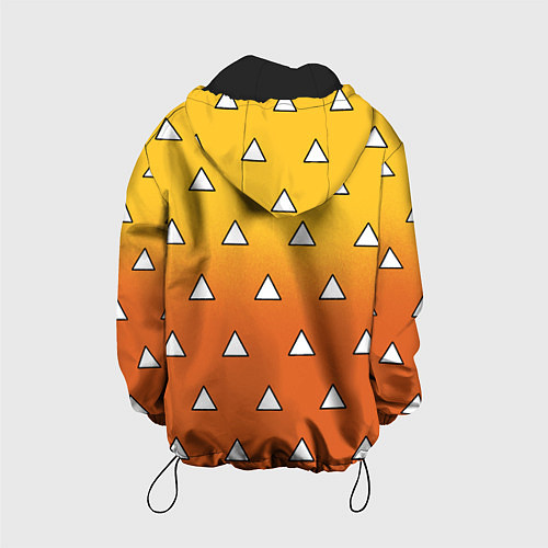 Детская куртка Оранжевое кимоно с треугольниками - Зеницу клинок / 3D-Черный – фото 2