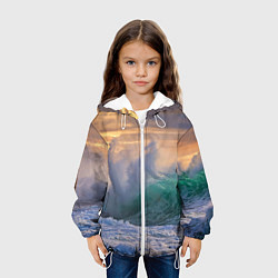 Куртка с капюшоном детская Штормовая волна, накатывающая на берег, цвет: 3D-белый — фото 2