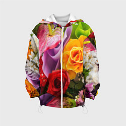 Куртка с капюшоном детская Прекрасный цветочный букет, цвет: 3D-белый