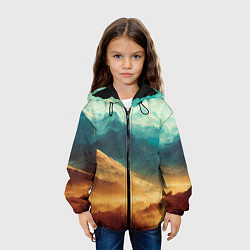 Куртка с капюшоном детская Завораживающий горный вид - рисунок, цвет: 3D-черный — фото 2