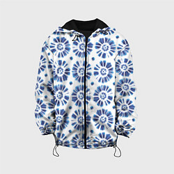 Куртка с капюшоном детская Тай-дай гжель, цвет: 3D-черный
