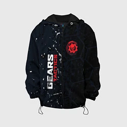Куртка с капюшоном детская Gears of War красно-белой лого на темном фоне, цвет: 3D-черный