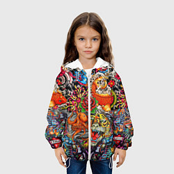 Куртка с капюшоном детская Красочная иллюстрация, цвет: 3D-белый — фото 2