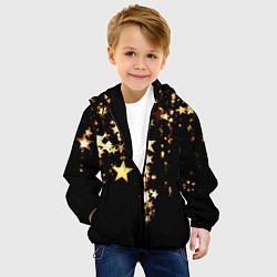 Куртка с капюшоном детская Золотые праздничные звезды, цвет: 3D-черный — фото 2