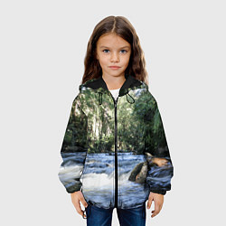 Куртка с капюшоном детская Течёт река в лесу, цвет: 3D-черный — фото 2