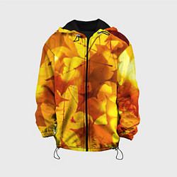 Куртка с капюшоном детская Осенние золотые листья, цвет: 3D-черный