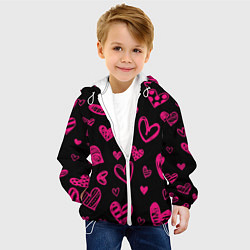 Куртка с капюшоном детская Розовые сердца, цвет: 3D-белый — фото 2