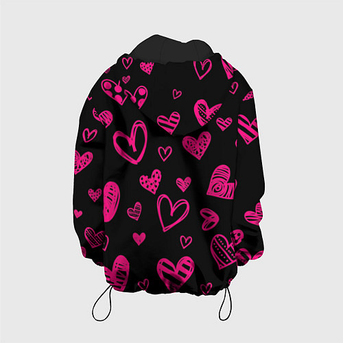 Детская куртка Розовые сердца / 3D-Черный – фото 2