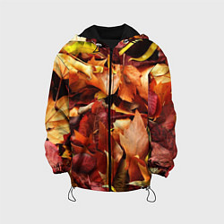 Куртка с капюшоном детская Куча осенних листьев, цвет: 3D-черный